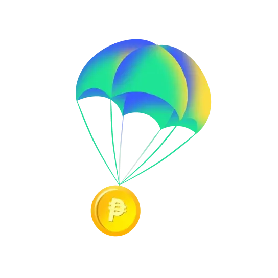 a parachute with money coming out of it