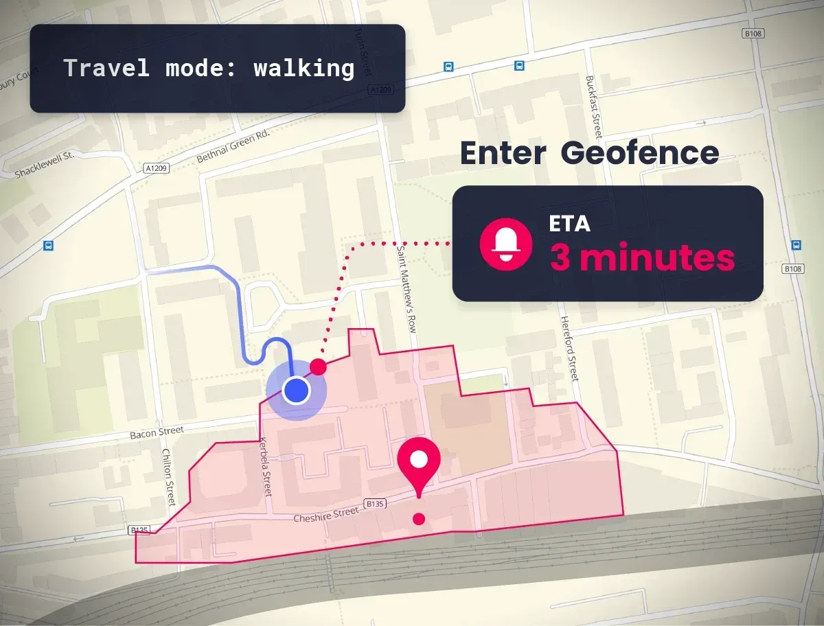 Das Woosmap Geofencing SDK generiert und überwacht automatisch Geofences und Interessenszonen