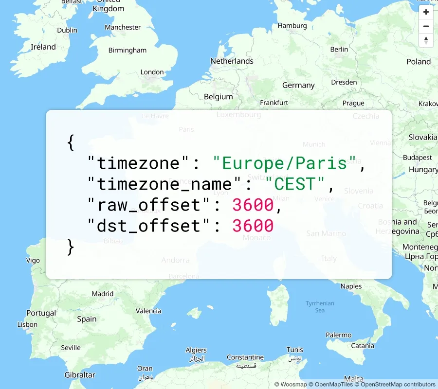 Get your visitors timezone with Woosmap Geolocation API