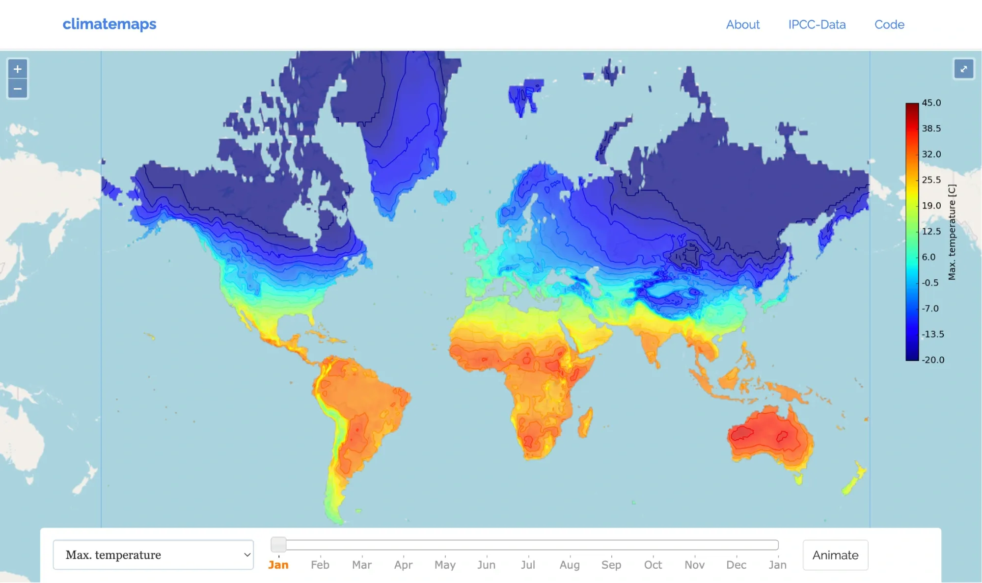 Climate Map - Max Temperatures