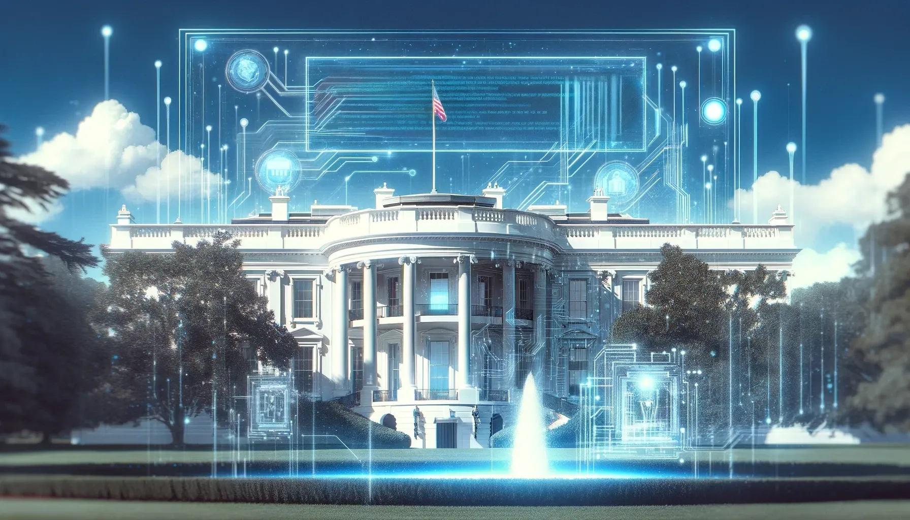 The white house with a digital interface overlay
