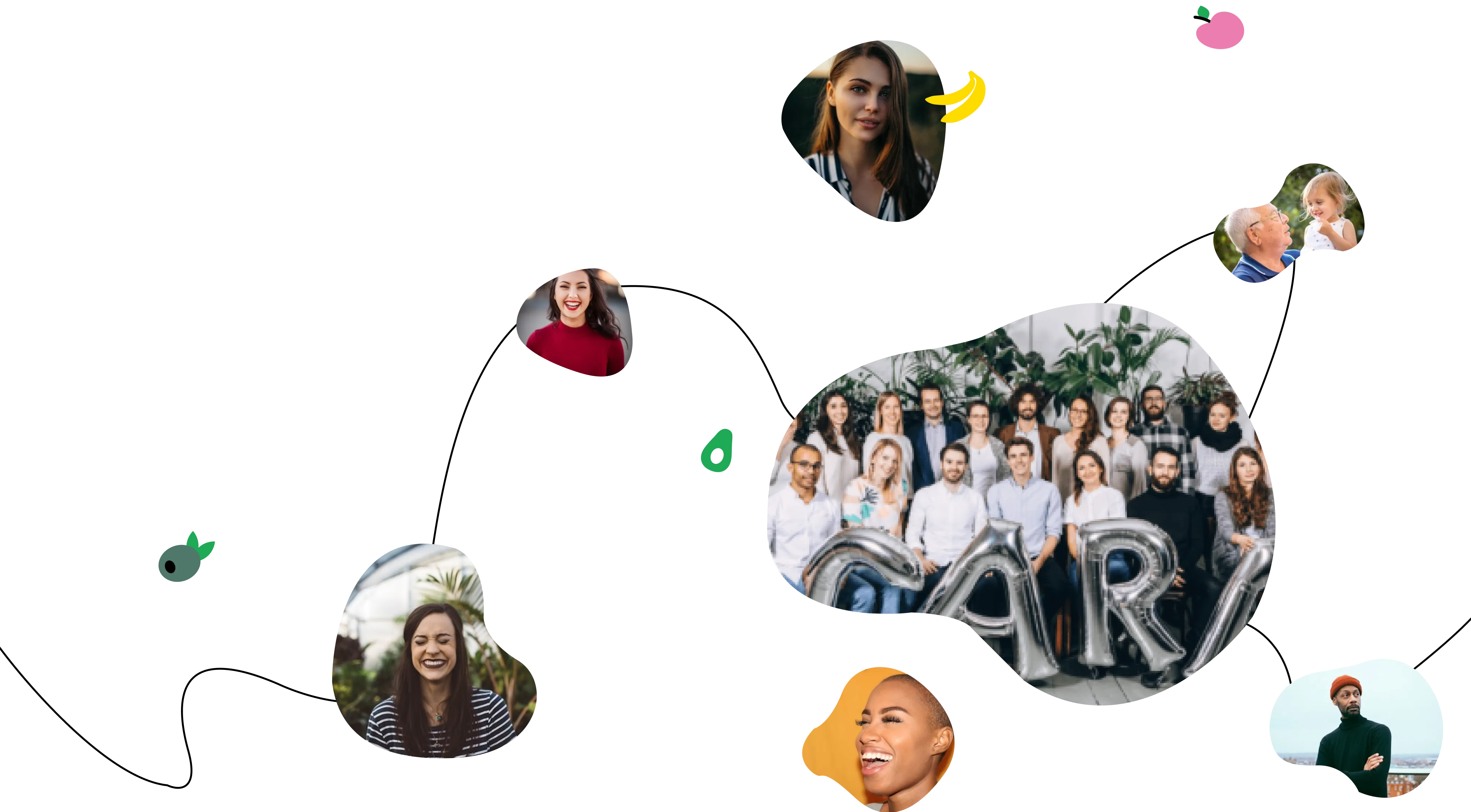 Unterschiedliche Fotos von Cara Care mit dem sympathischen Team fangen die positive Atmosphäre ein.